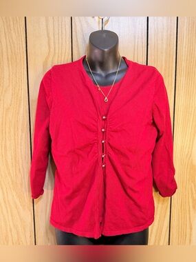 ❤️🔥Requirements Red Button-Front Long Sleeve Women's Top